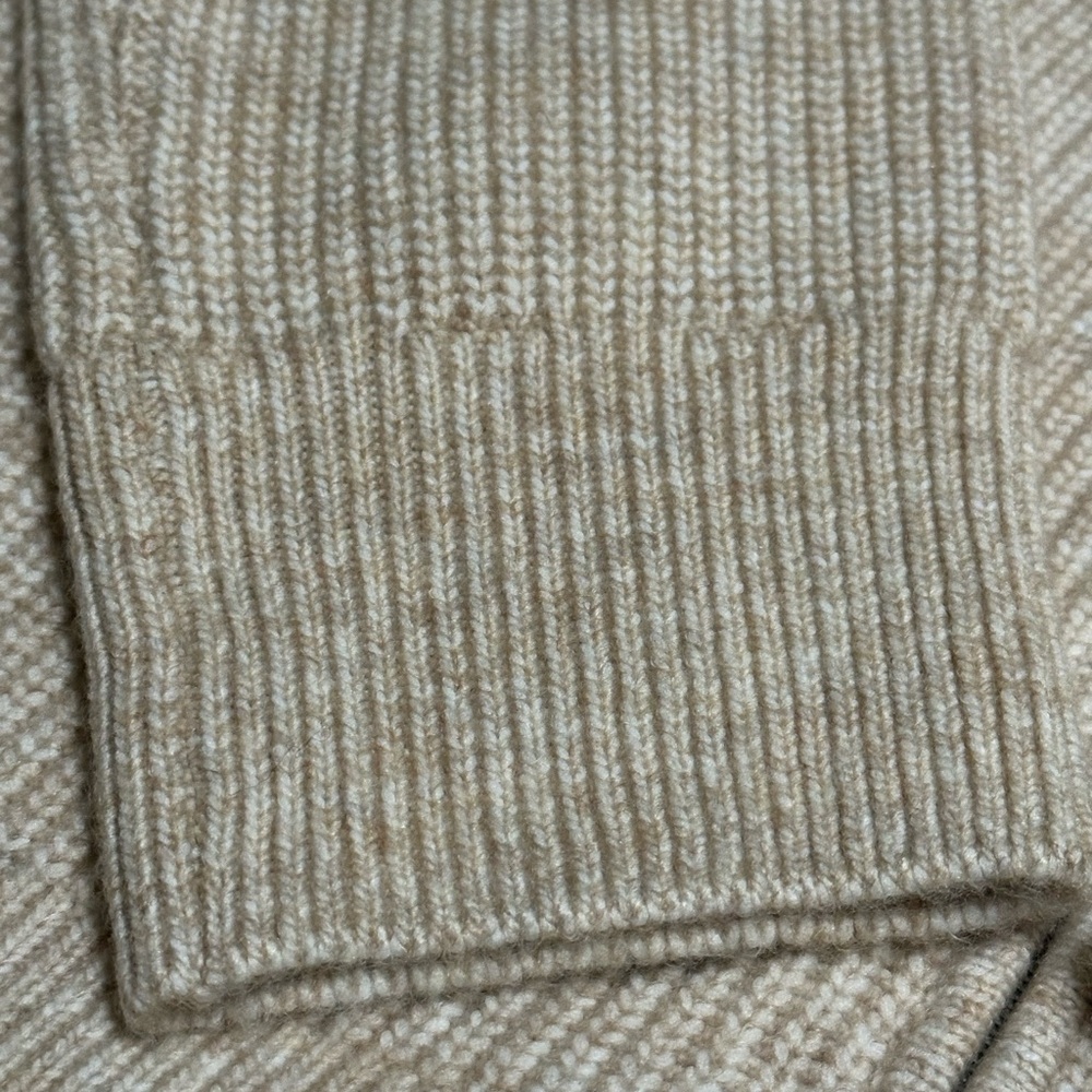 H&M Tan Zip Up Sweater with Long Sleeves and Ribbed Cuffs - Picture 6 of 7
